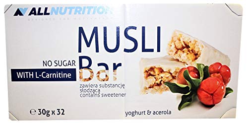 Allnutrition Muesli Bar + L-Carnitine, Yoghurt & Blackcurrant - 32 bars | High-Quality Health Foods | MySupplementShop.co.uk