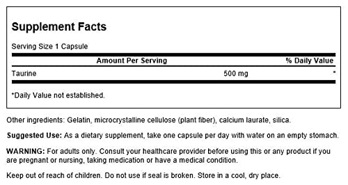 Swanson Taurine, 500mg - 100 caps - Amino Acids and BCAAs at MySupplementShop by Swanson