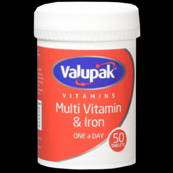 Valupak Multivitamin & Iron Tablets Pack of 50 - Multivitamins at MySupplementShop by Valupak