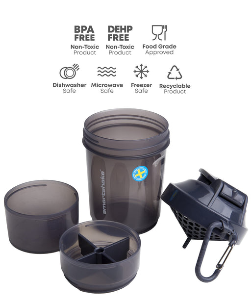 Smartshake O2Go 600ml Space Grey | High-Quality Supplement Shakers | MySupplementShop.co.uk