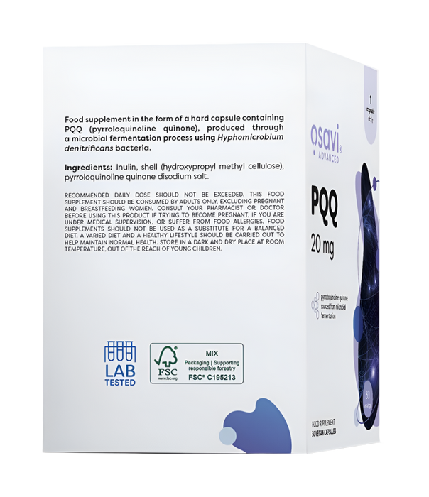 Osavi PQQ 20mg Capsules – Vegan, Clean Label, Sugar-Free Supplement