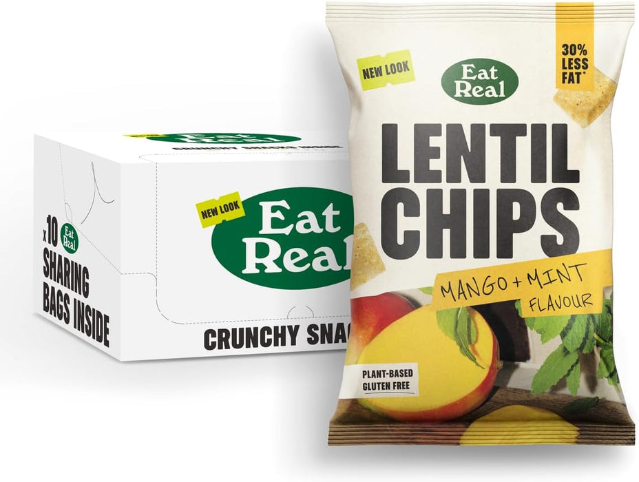 Eat Real Lentil Chips 10 x 95g – Plant-Based, Gluten-Free, and 30% Less Fat | Delicious & Crunchy Snacks