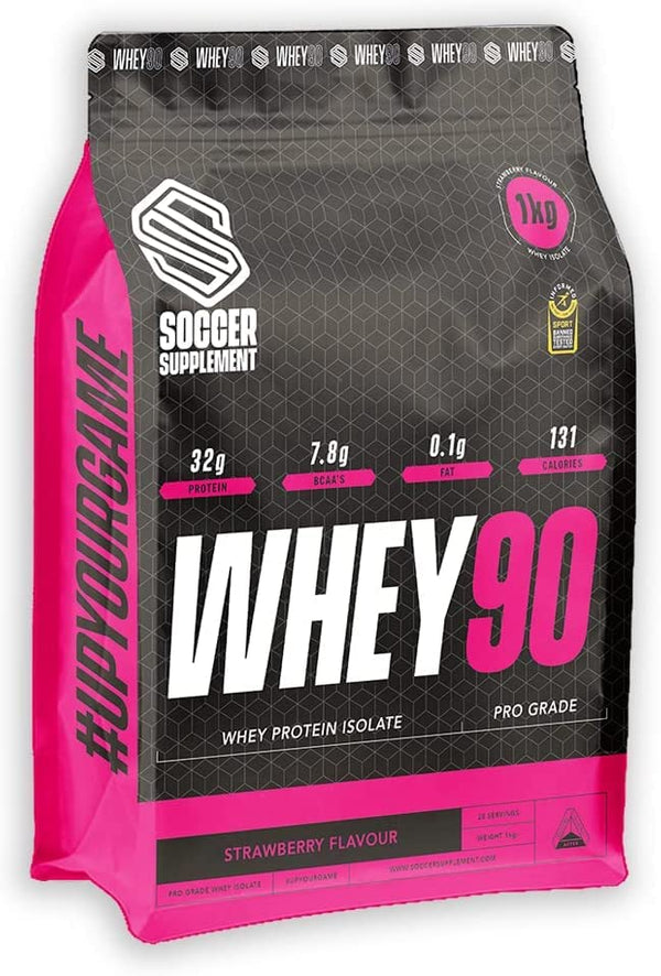 Soccer Supplement Whey 90 Pro Grade Whey Protein Isolate 1kg - Whey Proteins at MySupplementShop by Soccer Supplement