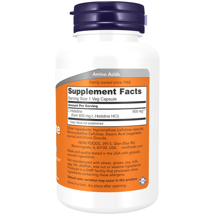 NOW Foods L-Histidine, 600mg - 60 vcaps - Combination Multivitamins & Minerals at MySupplementShop by NOW Foods