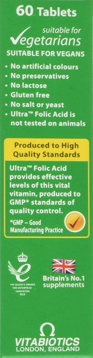 Vitabiotics Ultra Folic Acid 400ug with Vitamin B12 60 Tablets - Pregnancy at MySupplementShop by Vitabiotics