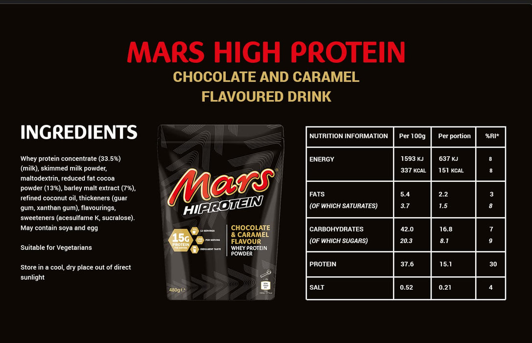 Mars Protein Powder Chocolate Caramel 480g | High-Quality Supplements | MySupplementShop.co.uk