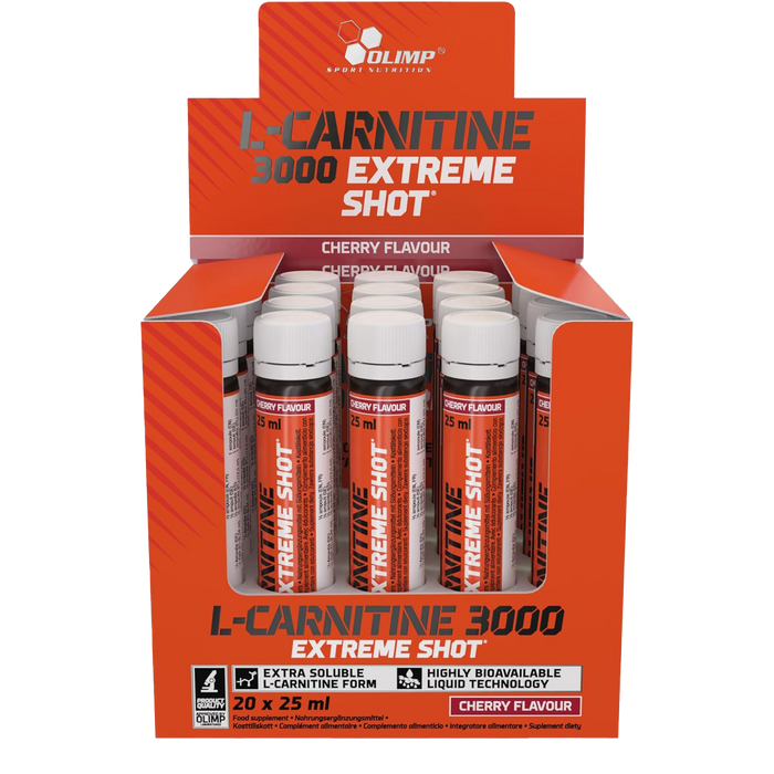 Olimp Nutrition L-Carnitin 3000 Extreme Shot, Kirsche – 20 x 25 ml.