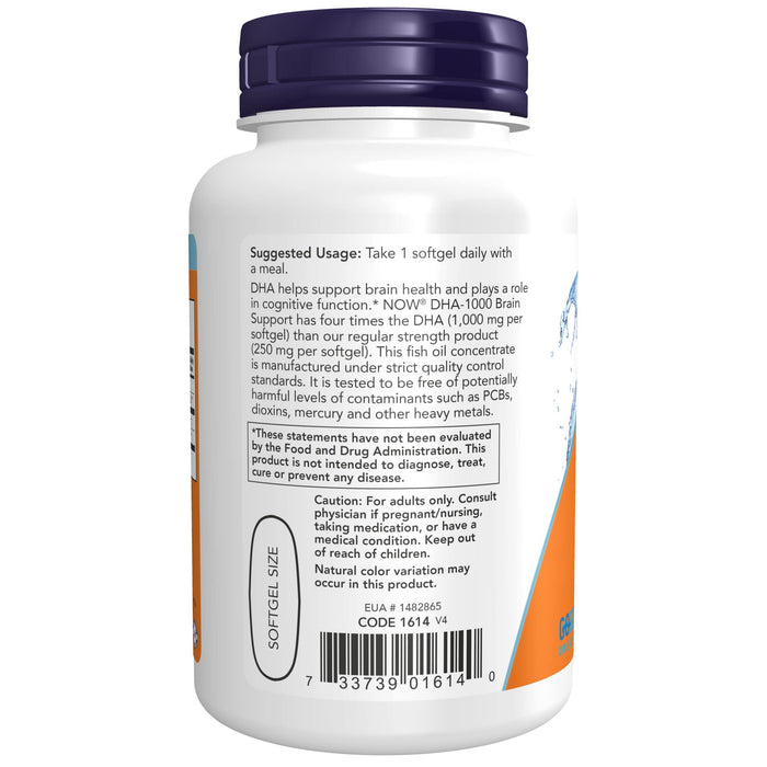 NOW Foods DHA-1000 Brain Support - 90 softgels - Health and Wellbeing at MySupplementShop by NOW Foods