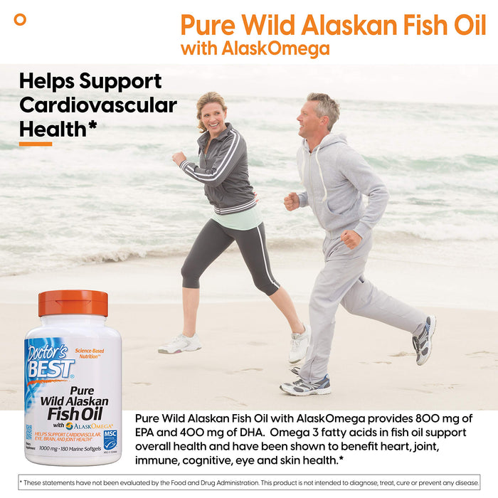 Doctor's Best Pure Wild Alaskan Fish Oil with AlaskOmega - 180 softgels | High-Quality Fish Oils | MySupplementShop.co.uk