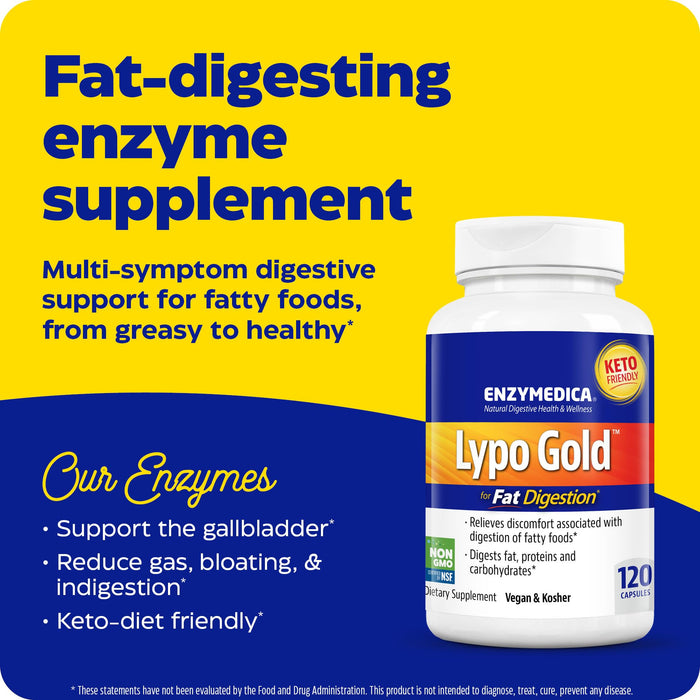 Enzymedica Lypo Gold 120 Capsules - Nutritional Supplement at MySupplementShop by Enzymedica