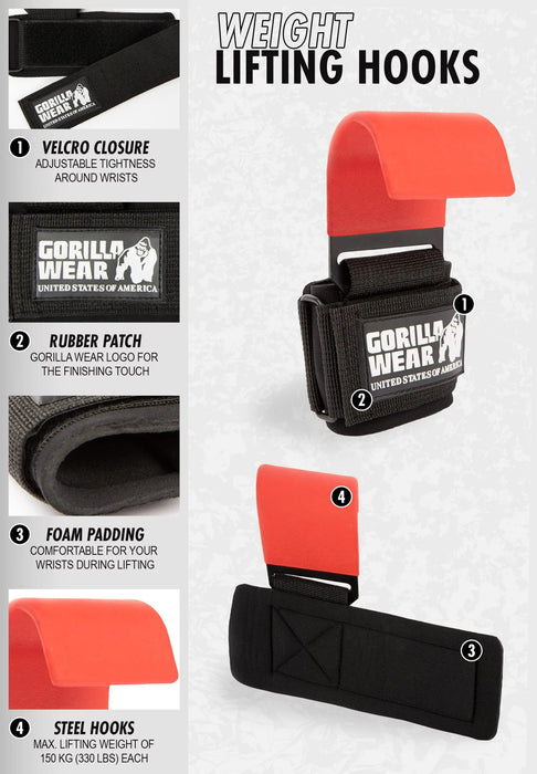 Gorilla Wear Weight Lifting Hooks - Weight Lifting Gloves at MySupplementShop by GORILLA WEAR