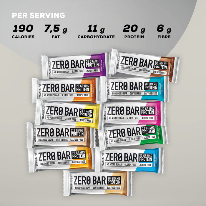 BioTechUSA Zero Bar, Chocolate Chip Cookies - 20 x 50g Best Value Snack Food Bar at MYSUPPLEMENTSHOP.co.uk