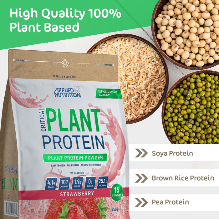 Applied Nutrition Critical Plant Protein Strawberry 450g: Deliciously Fit - Plant Protein at MySupplementShop by Applied Nutrition