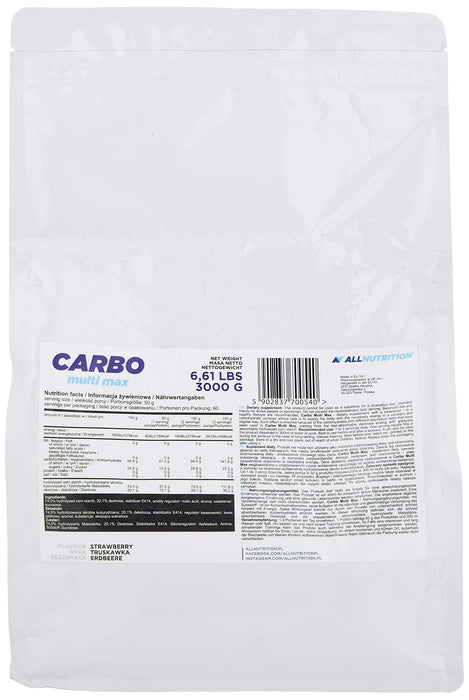 Allnutrition Carbo Multi Max, Strawberry - 3000 grams | High-Quality Weight Gainers & Carbs | MySupplementShop.co.uk