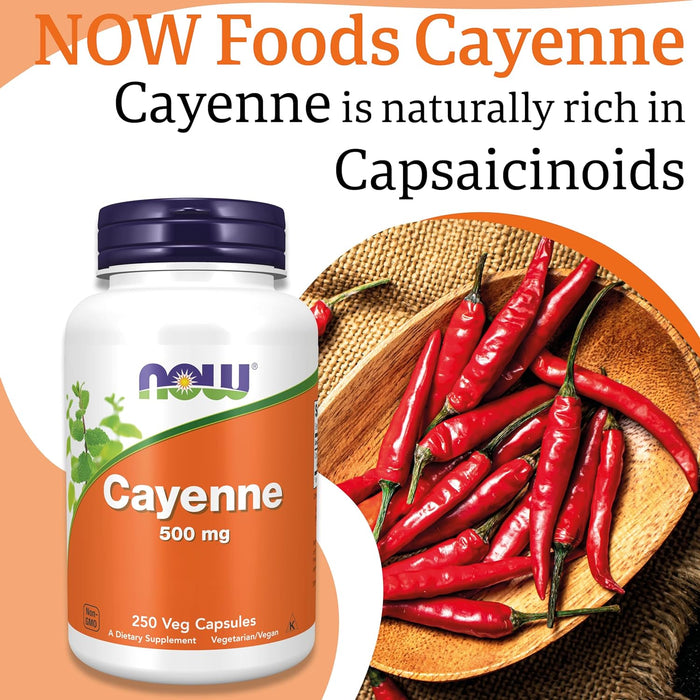 NOW Foods Cayenne, 500 mg – 250 Kapseln