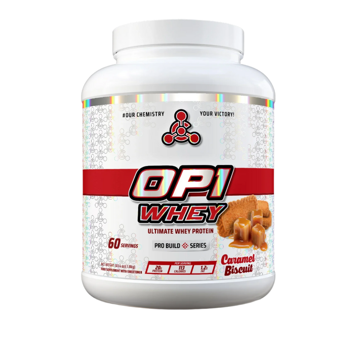 Caramel Biscuit Chemical Warfare OP1 Whey 1.8kg at MYSUPPLEMENTSHOP