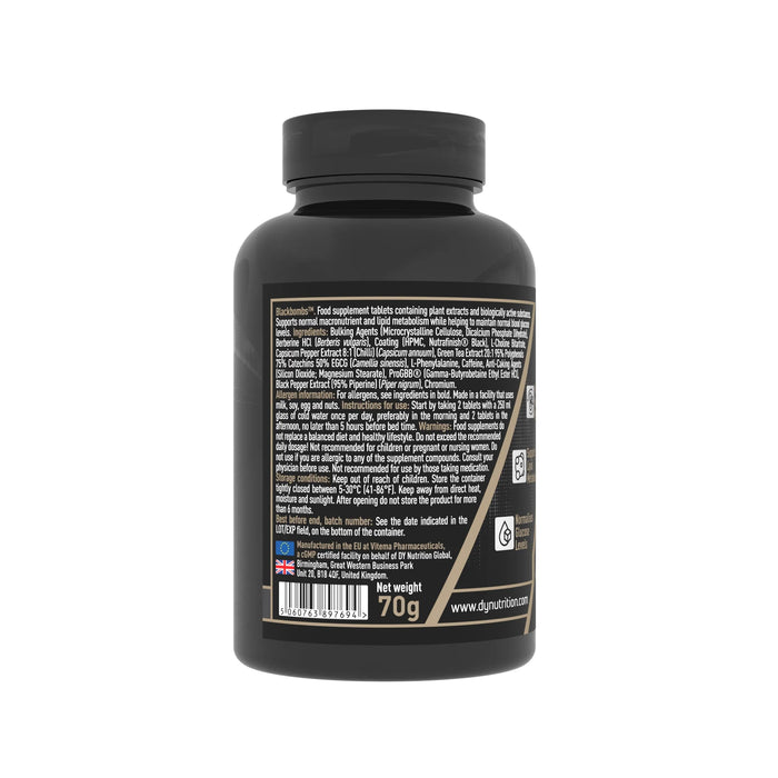 DY Nutrition Black Bombs Fat Burner Supplement 60 Tabs Unflavoured