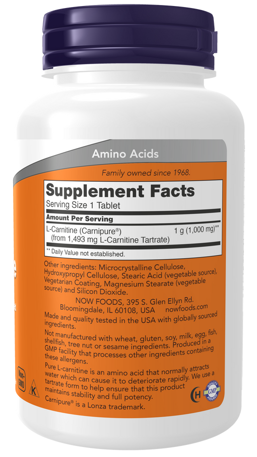 NOW Foods L-Carnitine, 1000mg - 50 tabs - Amino Acids and BCAAs at MySupplementShop by NOW Foods