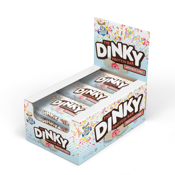 Muscle Moose Dinky Protein Bar 12x35g - Birthday Cake - Crisps & Snacks at MySupplementShop by Muscle Moose