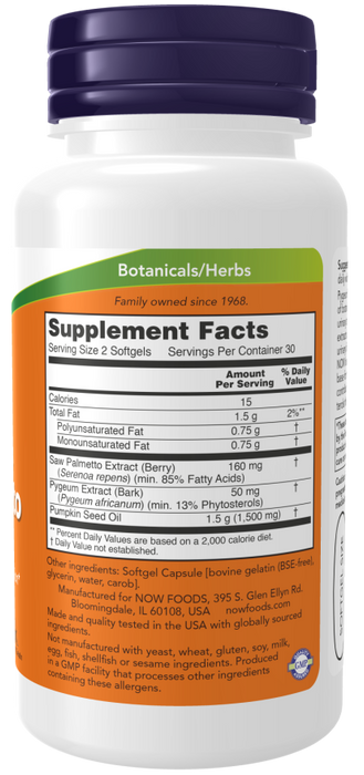 NOW Foods Pygeum & Saw Palmetto - 60 softgels - Sexual Health at MySupplementShop by NOW Foods