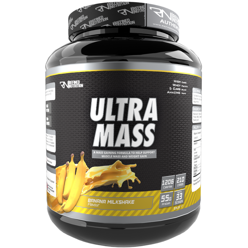 Refined Nutrition Ultra Mass 2kg Banana Milkshake | Premium Sports Nutrition at MYSUPPLEMENTSHOP.co.uk