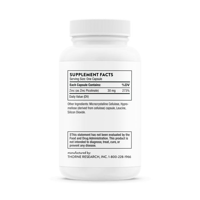 Thorne Research Zinc Picolinate 30 mg 60 Capsules - Fitness & Diet at MySupplementShop by Thorne