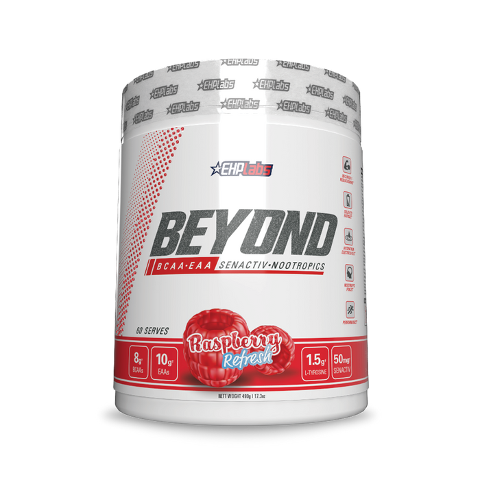 EHP Labs Beyond BCAA+EAA Intra-Workout 580g 60 Servings - Raspberry Refresh - BCAAs at MySupplementShop by EHP Labs