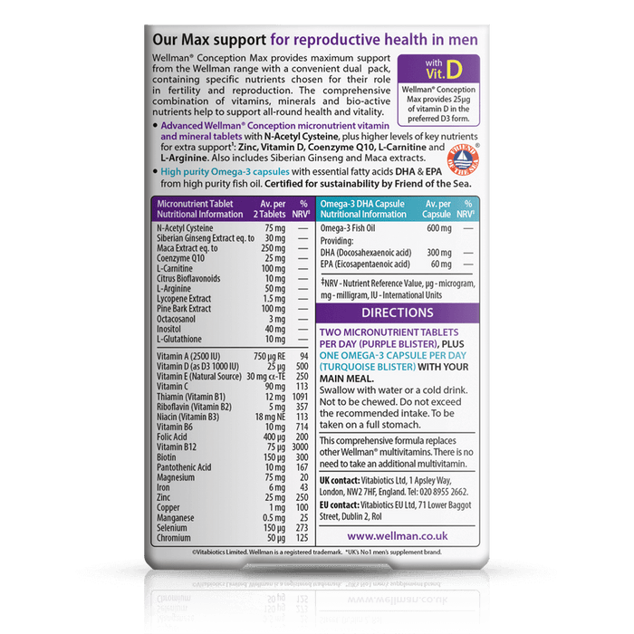 Vitabiotics Wellman Conception Max Dual Pack 84 Tablets - Men at MySupplementShop by Vitabiotics