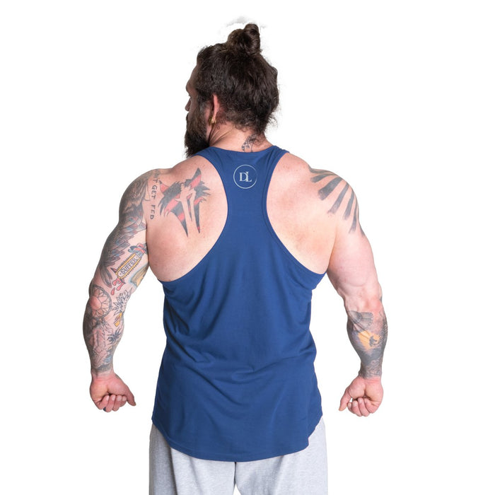 Better Bodies Logo Essential T-Back Bright Blue – 100% Cotton Gym and Lifestyle Tank