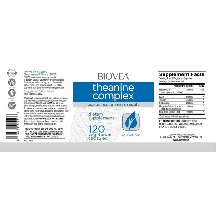 Biovea Theanine Complex 120 Vegetarian Capsules | Premium Supplements at MYSUPPLEMENTSHOP