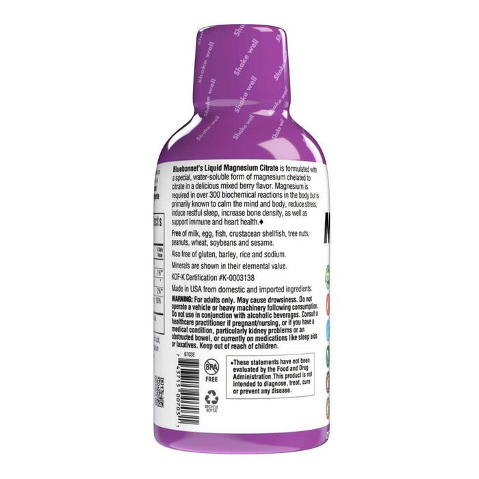 Bluebonnet Liquid Magnesium Citrate Mixed Berry 16 fl oz | Premium Supplements at MYSUPPLEMENTSHOP