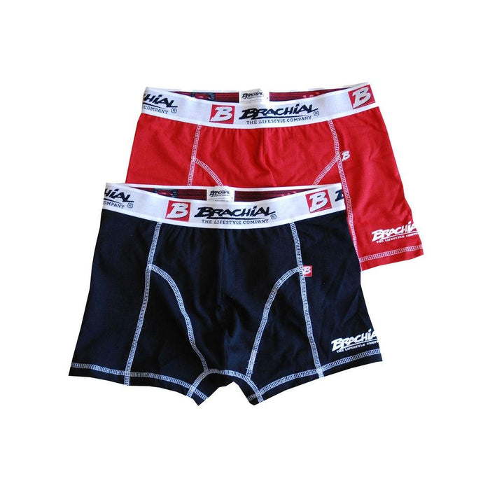 Brachial 2 Pack Boxer Shorts - Red & Black