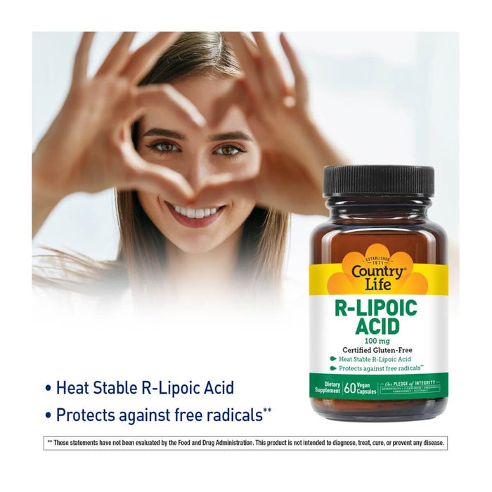 Country Life R-Lipoic Acid 100mg 60 Vegicaps - Cellular Health at MySupplementShop by Country Life