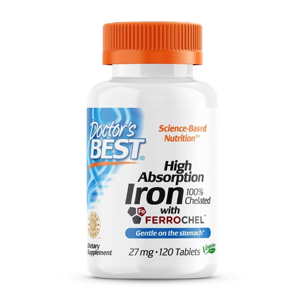 Doctor's Best High Absorption Iron with Ferrochel 27mg 120 Tablets | Premium Supplements at MYSUPPLEMENTSHOP