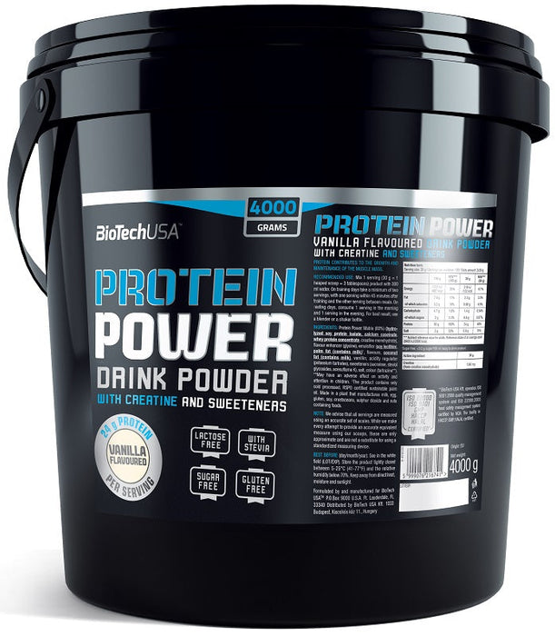 BioTechUSA Protein Power, Vanilla - 4000 grams | High-Quality Protein | MySupplementShop.co.uk