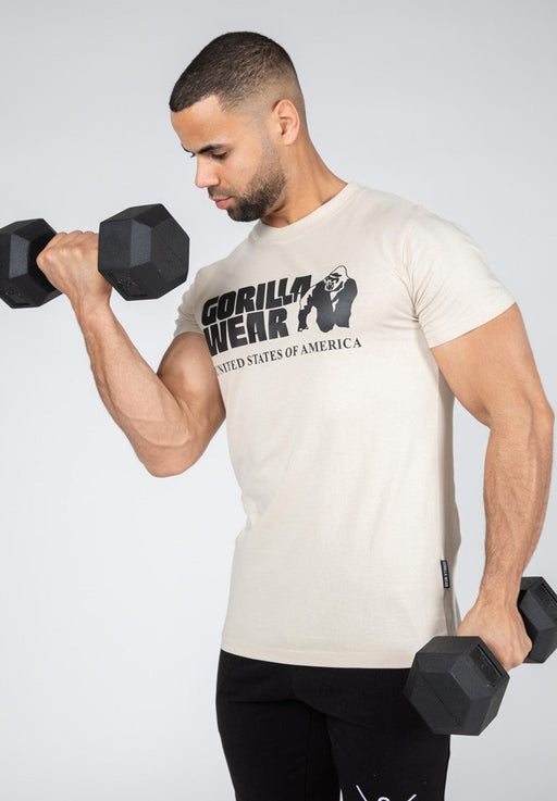 Gorilla Wear Classic T-Shirt Beige - Medium - T-Shirt at MySupplementShop by Gorilla Wear