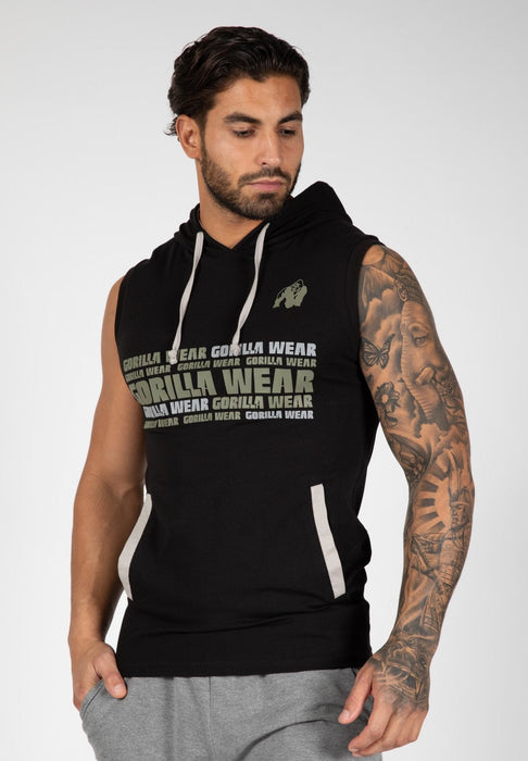 Gorilla Wear Melbourne S/L Hooded T-Shirt - Black - Small - T-Shirt at MySupplementShop by Gorilla Wear