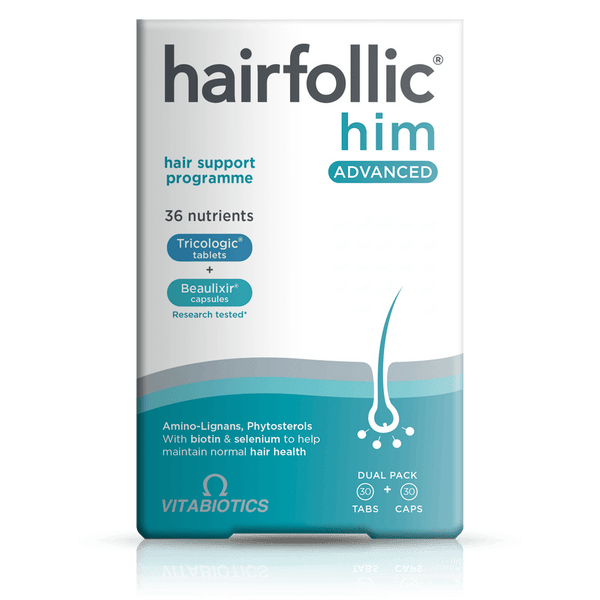 Vitabiotics Hairfollic Him Advanced Dual Pack 60 Tablets - Men at MySupplementShop by Vitabiotics