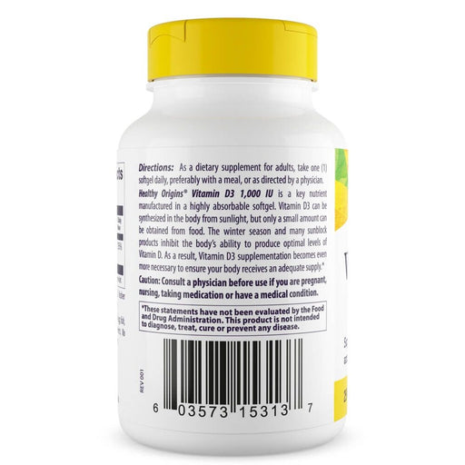 Healthy Origins Vitamin D3 1,000iu 90 Softgels | Premium Supplements at MYSUPPLEMENTSHOP