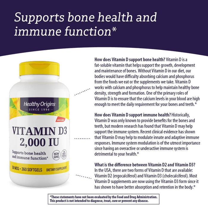 Healthy Origins Vitamin D3 2,000iu 240 Softgels | Premium Supplements at MYSUPPLEMENTSHOP