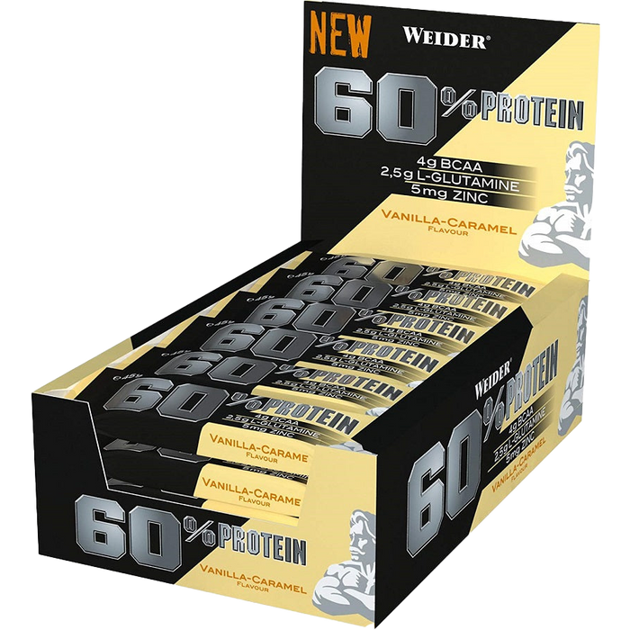 Weider 60% Protein Bar, Vanilla-Carmel - 24 bars