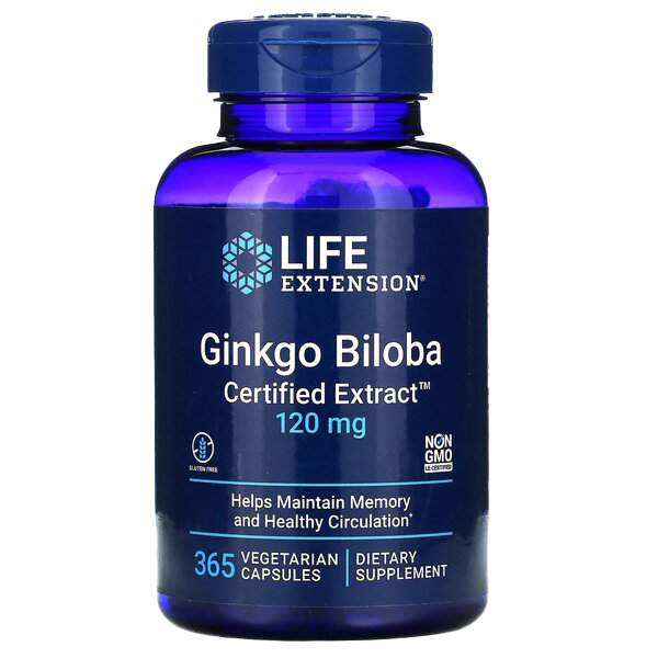 Life Extension Ginkgo Biloba, Certified Extract, 120mg - 365 vcaps