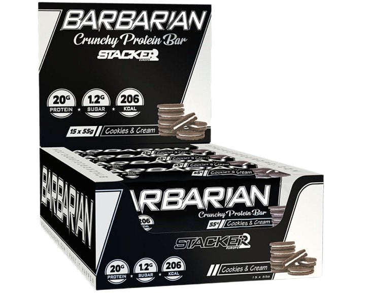 Stacker2 Europe Barbarian 15 x 55g - Cookies & Cream - Health Foods at MySupplementShop by Stacker2 Europe