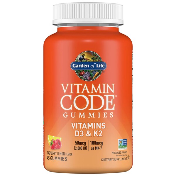 Vitamin Code Gummies Vitamins D3 & K2, Raspberry Lemon - 45 gummies - Sports Nutrition at MySupplementShop by Garden of Life