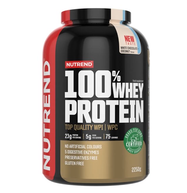 Nutrend 100% Whey Protein, White Chocolate + Coconut 2250g - Whey Proteins at MySupplementShop by Nutrend