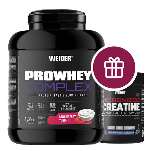 Weider Pro Whey Complex + Micronized Creatine, 1200g + 70g - Strawberry Yogurt & Blue Raspberry Bubble Gum - Vitamins & Supplements at MySupplementShop by Weider