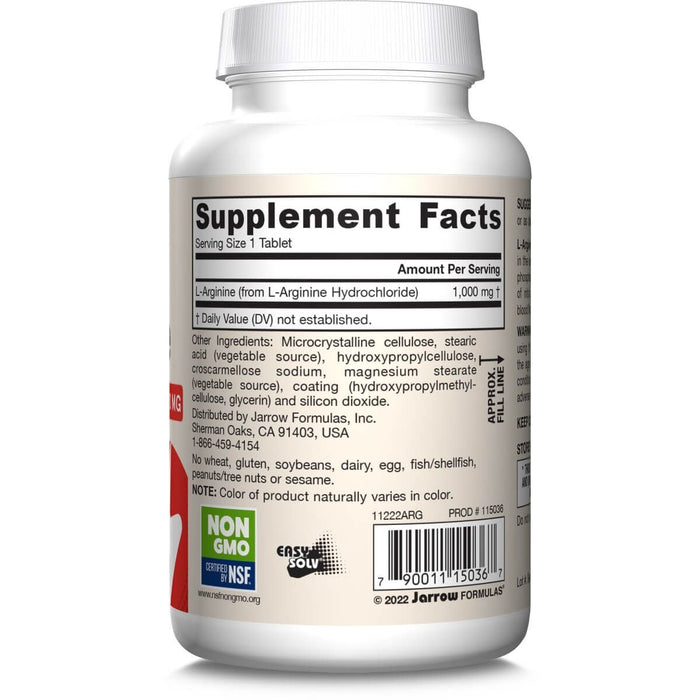 Jarrow Formulas Arginine 1000mg 100 Tablets | Premium Supplements at MYSUPPLEMENTSHOP