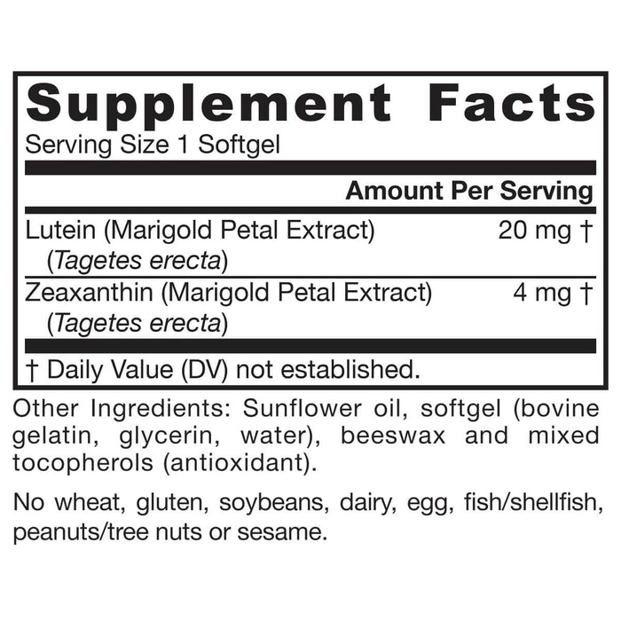 Jarrow Formulas Lutein 20mg &amp; Zeaxanthin 4mg 120 Softgels | Premium Supplements at MYSUPPLEMENTSHOP