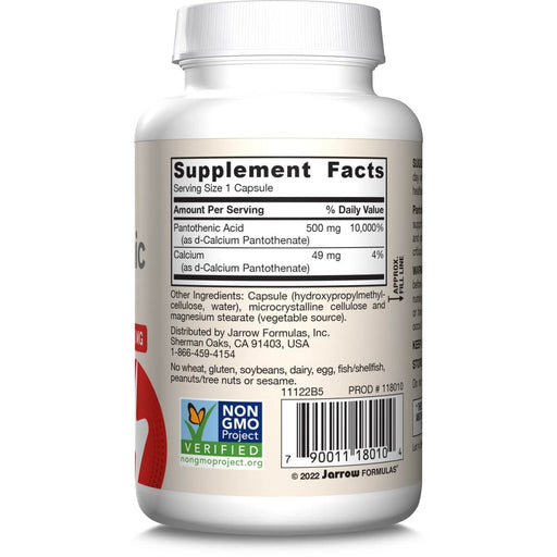 Jarrow Formulas Pantothenic Acid B5 500mg 100 Veggie Capsules | Premium Supplements at MYSUPPLEMENTSHOP