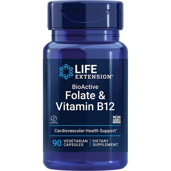 Life Extension BioActive Folate & Vitamin B12 90 Vegetarian Capsules - Vitamins & Minerals at MySupplementShop by Life Extension